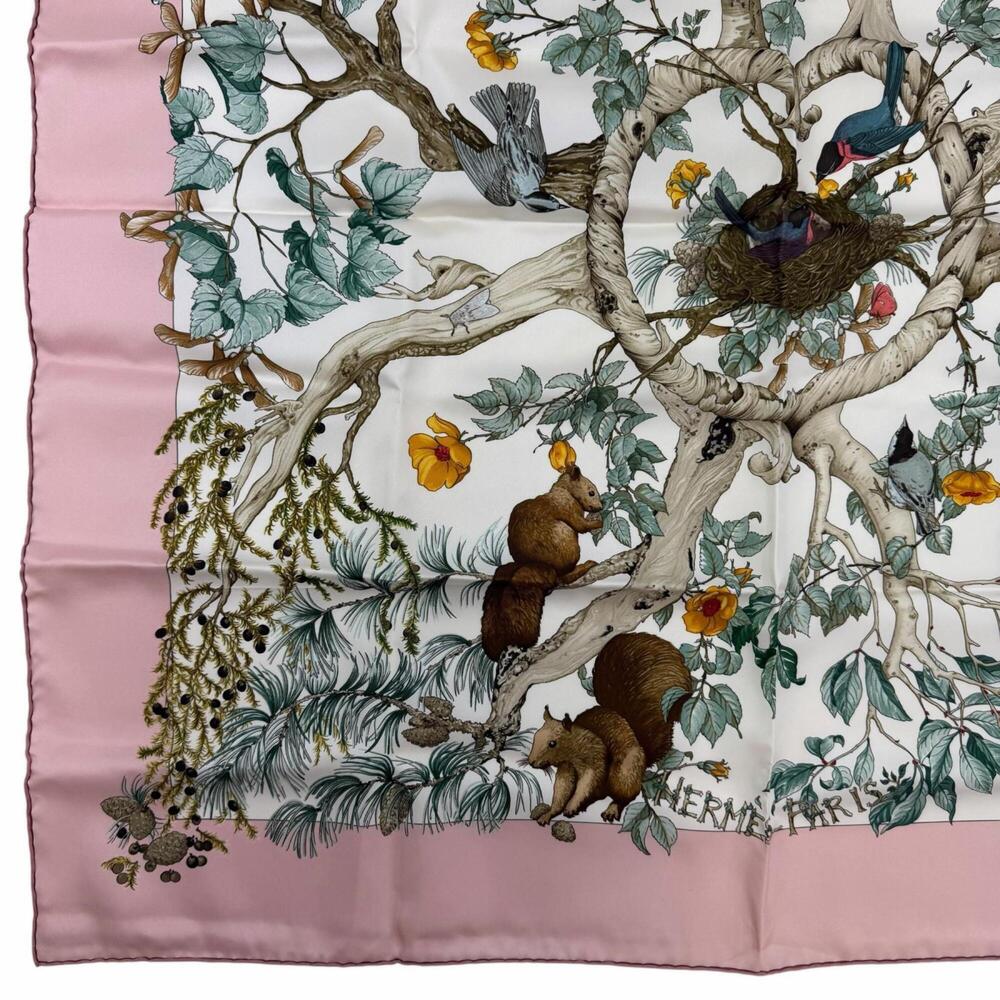 HERMES Pink Silk Scarf - Picture 6 of 8